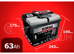 Аккумулятор автомобильный BERGA 63 А/ч power-block обратная полярность
