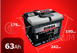 Аккумулятор автомобильный BERGA 63 А/ч power-block обратная полярность