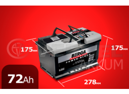 Аккумулятор автомобильный BERGA 72 А/ч power-block обратная полярность