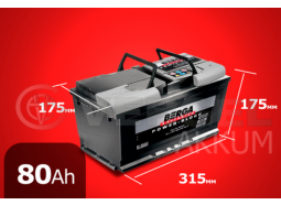 Аккумулятор автомобильный BERGA 80 А/ч power-block обратная полярность