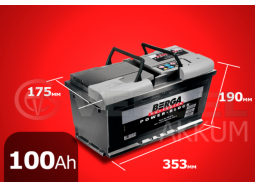Аккумулятор автомобильный BERGA 100 А/ч power-block обратная полярность