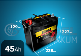 Аккумулятор автомобильный BERGA 45 А/ч basic-block обратная полярность (asia)