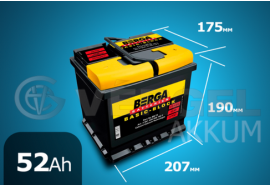 Аккумулятор автомобильный BERGA 52 А/ч basic-block обратная полярность