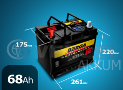 Аккумулятор автомобильный BERGA 68 А/ч basic-block прямая полярность (asia)