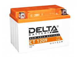 Аккумулятор для мототехники DELTA CT 1209 135 А прям. пол. 9 Ач (YTX9-BS)