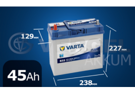 Аккумулятор автомобильный VARTA 45 А/ч B33 Blue Dynamic прямая полярность (узк. кл. asia)