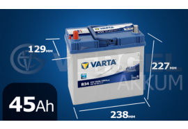 Аккумулятор автомобильный VARTA 45 А/ч B34 Blue Dynamic прямая полярность (об. кл. asia)