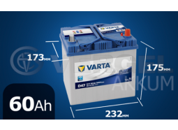 Аккумулятор автомобильный VARTA 60 А/ч D47 Blue Dynamic обратная полярность (выс. asia)