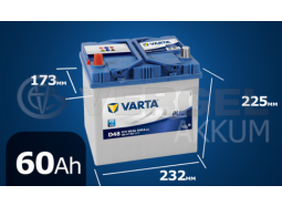 Аккумулятор автомобильный VARTA 60 А/ч D48 Blue Dynamic прямая полярность (выс. asia)