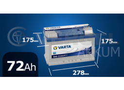 Аккумулятор автомобильный VARTA 72 А/ч E43 Blue Dynamic обратная полярность (низкий)