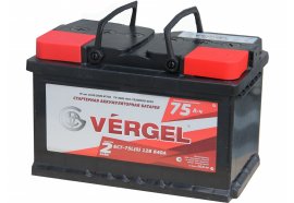 Аккумулятор автомобильный VERGEL 75 А/ч низкий обратная полярность